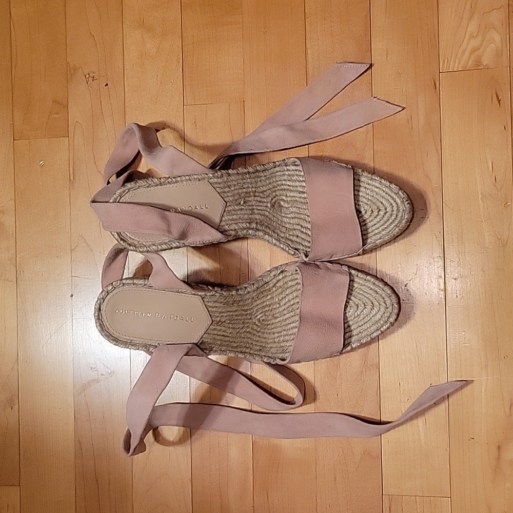 Pink Suede Loeffler Randall Ankle Tie Espadrilles